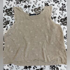 100% linen embroidered cottage core crop tank top,The limited brand size Medium